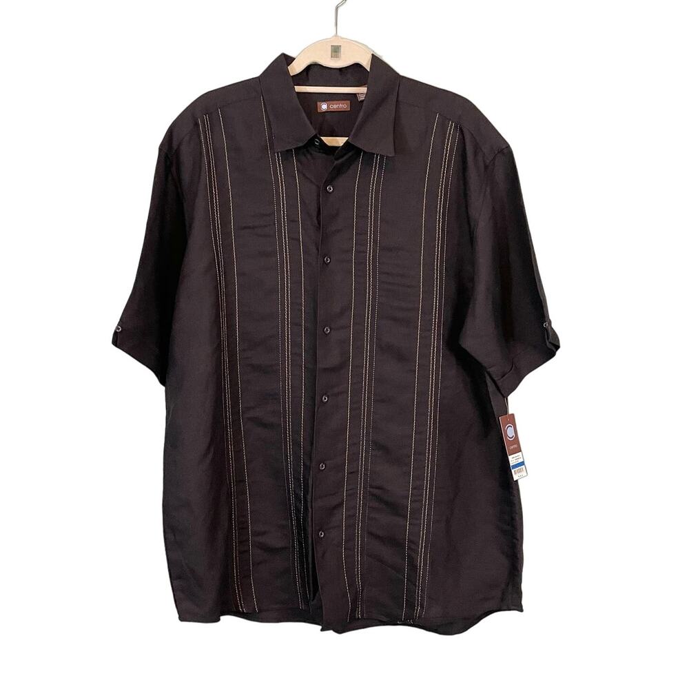 Centro Button Up Dress Shirt Mens XL Pamplona Black Office Business Workwear NWT